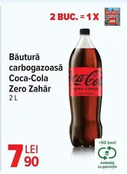 Carrefour Băutură carbogazoasă Coca-Cola Zero Zahăr 2L Ofertă