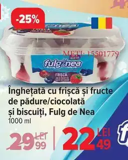 Carrefour Înghețată cu frișcă și fructe de pădure/ciocolată și biscuiți, Fulg de Nea Ofertă