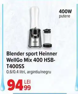 Carrefour Blender sport Heinner WellGo Mix 400 HSB-T400SS Ofertă