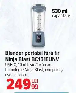 Carrefour Blender portabil fără fir Ninja Blast BC151EUNV Ofertă