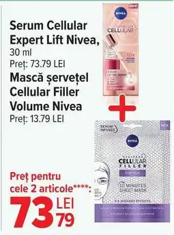 Carrefour Serum Cellular Expert Lift Nivea + Mască șervețel Cellular Filler Volume Nivea Ofertă