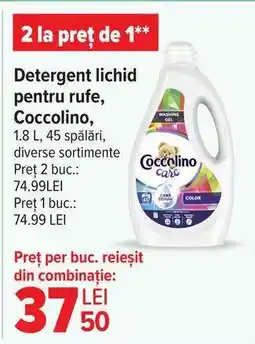 Carrefour Detergent lichid pentru rufe, Coccolino Ofertă