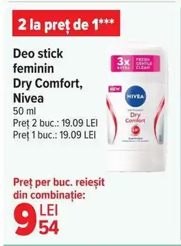 Carrefour Deo stick feminin Dry Comfort, Nivea Ofertă