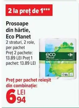 Carrefour Prosoape din hârtie, Eco Planet Ofertă