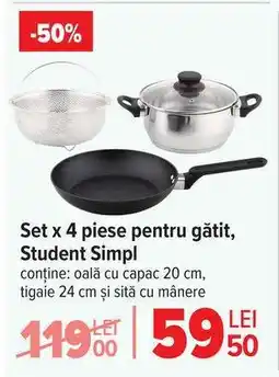 Carrefour Set x 4 piese pentru gătit, Student Simpl Ofertă