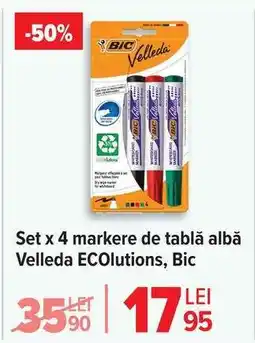 Carrefour Set x 4 markere de tablă albă Velleda ECOlutions, Bic Ofertă