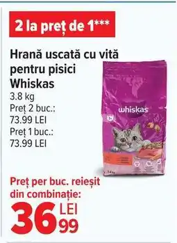 Carrefour Hrană uscată cu vită pentru pisici Whiskas Ofertă