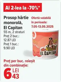 Carrefour Prosop hârtie monorolă, El Capitan Ofertă