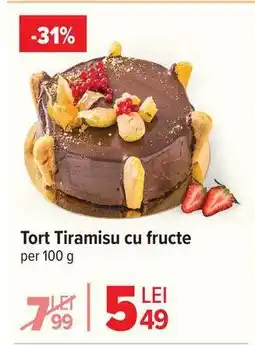Carrefour Tort Tiramisu cu fructe Ofertă