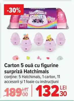 Carrefour Carton 5 ouă cu figurine surpriză Hatchimals Ofertă