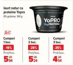 Carrefour Iaurt natur cu proteine Yopro Ofertă