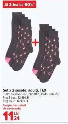 Carrefour Set x 2 șosete, adulți, TEX Ofertă