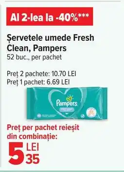 Carrefour Șervețele umede Fresh Clean, Pampers Ofertă