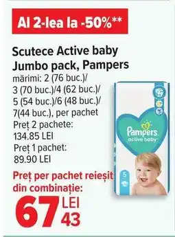 Carrefour Scutece Active baby Jumbo Pack, Pampers Ofertă
