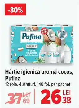 Carrefour Hârtie igienică aromă cocos, Pufina Ofertă