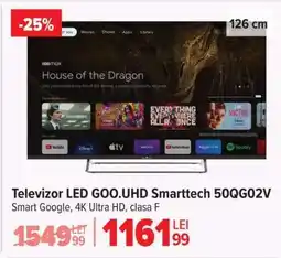 Carrefour Televizor LED GOO.UHD Smarttech 50QG02V Ofertă