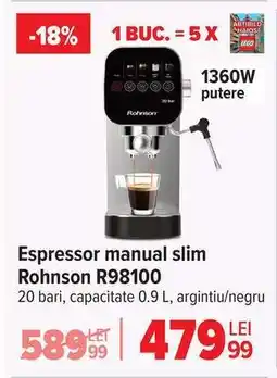 Carrefour Espressor manual slim Rohnson R98100 Ofertă