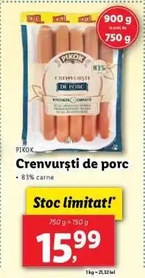 Lidl Crenvurști de porc Ofertă