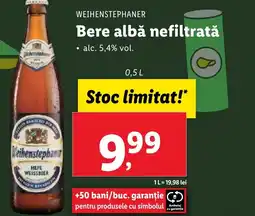 Lidl WEIHENSTEPHANER Bere albă nefiltrată Ofertă