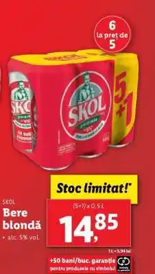 Lidl Bere blondă SKOL Ofertă