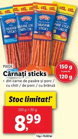 Lidl PIKOK Cârnaţi sticks Ofertă