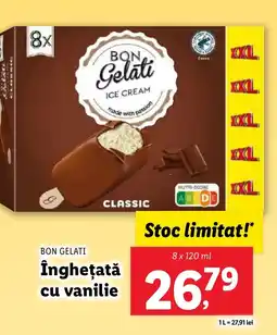 Lidl BON GELATI Îngheţată cu vanilie Ofertă