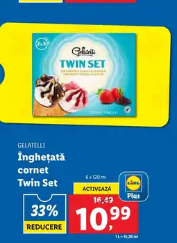 Lidl GELATELLI Îngheţată cornet Twin Set Ofertă