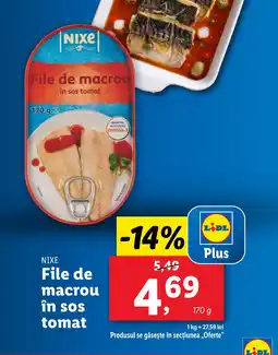 Lidl NIXE File de macrou în sos tomat Ofertă