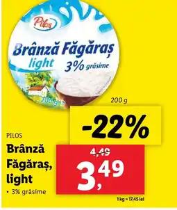 Lidl PILOS Brânză Făgăraş, light Ofertă