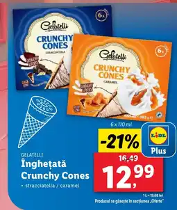 Lidl GELATELLI Înghețată Crunchy Cones Ofertă