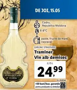 Lidl GARLING STRADIVARI Traminer Vin alb demisec Ofertă