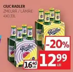 Auchan CIUC RADLER ZMEURĂ / LĂMÂIE 4X0.33L Ofertă