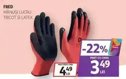 Auchan FRED Mănuși lucru tricot și latex Ofertă