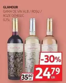 Auchan GLAMOUR GAMA DE VIN ALB / ROȘU / ROZE DEMISEC 0.75L Ofertă