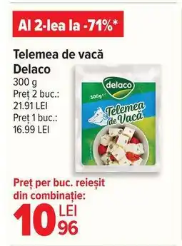 Carrefour Telemea de vacă Delaco Ofertă