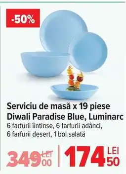Carrefour Serviciu de masă x 19 piese Diwali Paradise Blue, Luminarc Ofertă