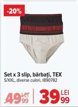 Carrefour Set x 3 slip, bărbați, TEX Ofertă