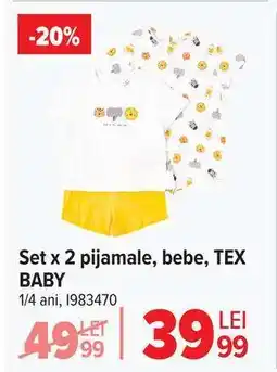 Carrefour Set x 2 pijamale, bebe, TEX BABY Ofertă