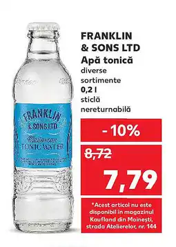 Kaufland FRANKLIN & SONS LTD Apă tonică Ofertă