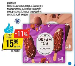 Mega Image DREAM&CO Înghețată cu vanilie, ciocolată cu lapte și migdale/vanilie Ofertă