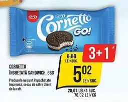 Mega Image CORNETTO Înghețată sandwich Ofertă
