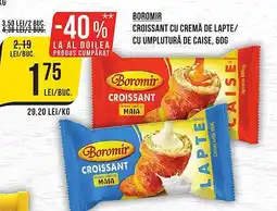 Mega Image BOROMIR Croissant cu cremă de lapte/ cu umplutură de caise Ofertă