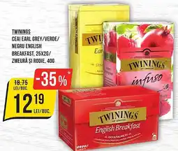 Mega Image TWININGS Ceai Earl grey/verde/ negru Ofertă