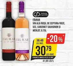 Mega Image FĂURAR Vin alb/roşu, de ceptura/roze, sec, cabernet sauvignon și merlot Ofertă