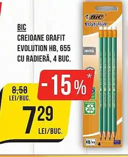 Mega Image BIC Creioane grafit evolution HB, 655 cu radieră Ofertă