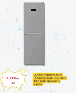 Media Galaxy Combina frigorifica BEKO RCNA386E40ZXBN, NeoFrost, 358 1, H 203 cm, Clasa E, argintiu Ofertă