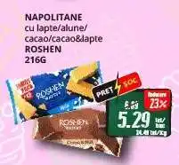 Diana Supermarket NAPOLITANE cu lapte/alune/cacao/cacao&lapte ROSHEN Ofertă