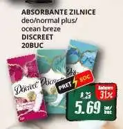 Diana Supermarket ABSORBANTE ZILNICE deo/normal plus/ocean breze DISCREET 20BUC Ofertă