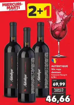 Kaufland AUTENTIQUE Vin roşu demisec Ofertă