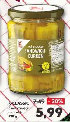 Kaufland K-CLASSIC Castraveți sandwich 530 g Ofertă
